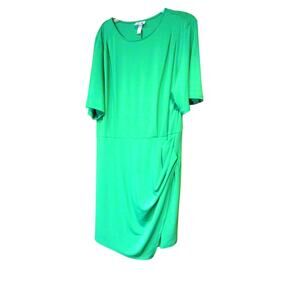 Future Collective Women's Dress Green Short Sleeves Ruched Pleated Size 2XL